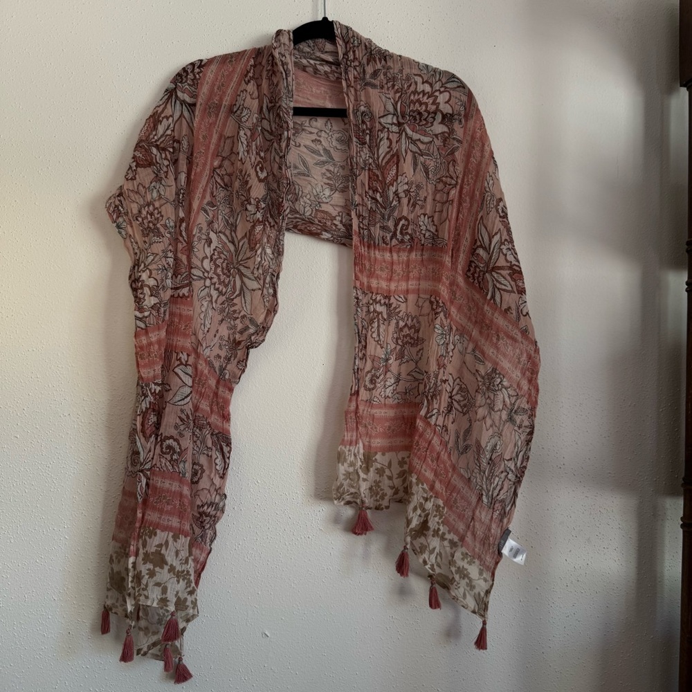 J. Jill Floral Scarf in Pink and Brown